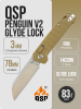 Нож QSP Penguin V2 Glyde Lock, Stonewash-Satin, 14C28N, FRN Khaki Handle, QS130GL-C1